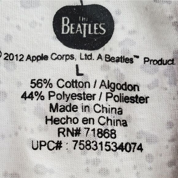 🔹️I ❤ Beatles White w/Black Burnout Baseball Sleeve Top Large - Picture 7 of 8